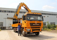 Shacman F3000 10 Ton Knuckle Crane Truck with bed and sides